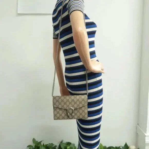 100% Authentic GUCCI Dionysus Brown Canvas Shoulder Bag - Picture 12 of 12